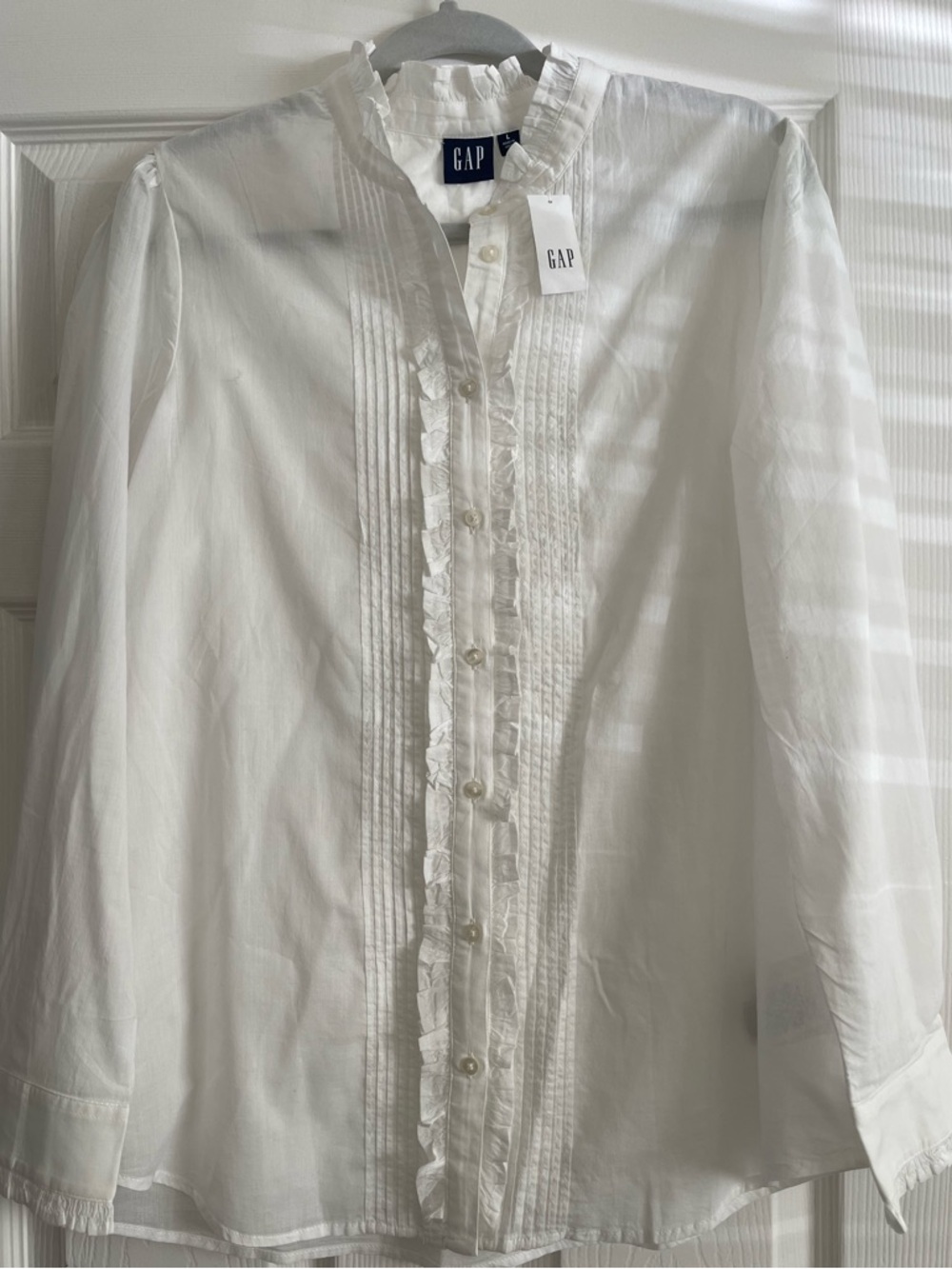 NWT GAP Cotton Blouse Button Down Shirt White Large